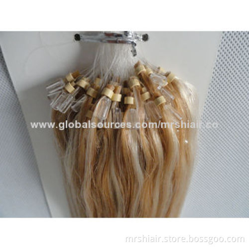 22-inch Piano Color 12#/22# Silk Straight Micro Loop Ring Hair Extensions
